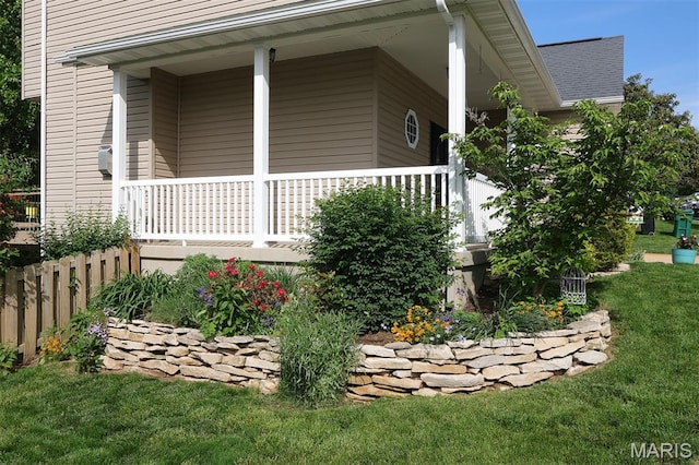 2122 Birchwood Dr, Barnhart, MO 63012 - view of side of home with a porch, a yard, and a shingled roof