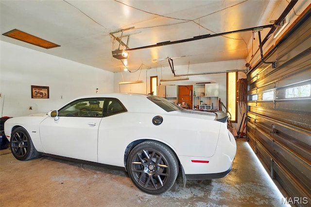 garage with a garage door opener