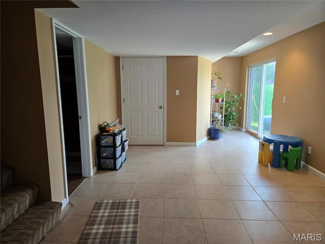 6029 Timber Hollow Ln, High Ridge, MO 63049 - entryway with baseboards, light tile patterned floors, and recessed lighting