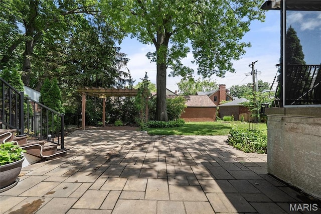 582 S Berry Rd, Webster Groves, MO 63122 - view of patio / terrace featuring a pergola and stairway