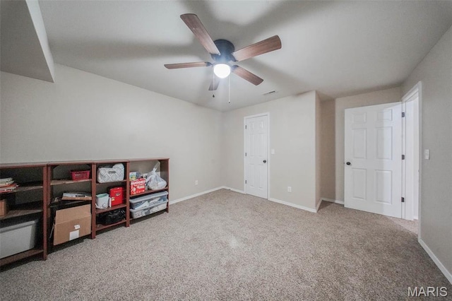 19580 Lyle Ln, Waynesville, MO 65583 - recreation room with a ceiling fan, carpet, and baseboards