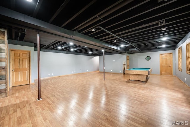 92 Rinderer Rd, Trenton, IL 62293 - finished below grade area with wood finished floors, pool table, and baseboards