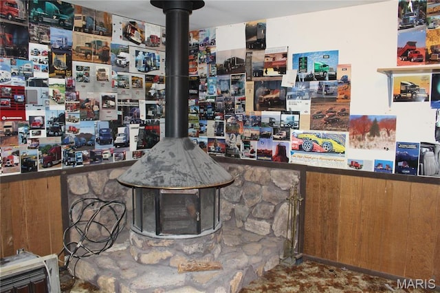 bar with a wood stove