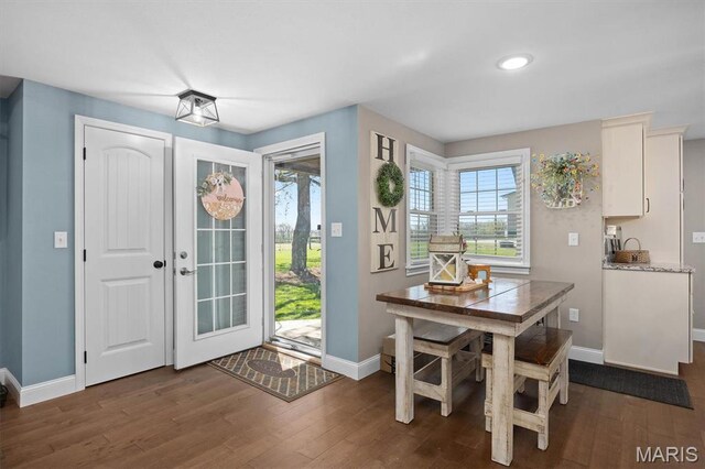 21510 Keyesport Rd, Keyesport, IL 62253 - foyer featuring baseboards, dark wood-style floors, and recessed lighting