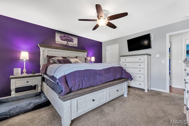 420 Glen Forest Dr, Troy, MO 63379 - bedroom with carpet flooring, a ceiling fan, and baseboards