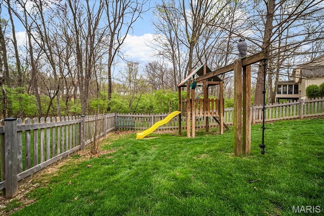14815 Sycamore Manor Ct, Chesterfield, MO 63017 - fenced backyard with a playground