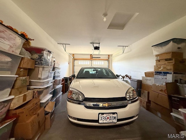 garage with a garage door opener
