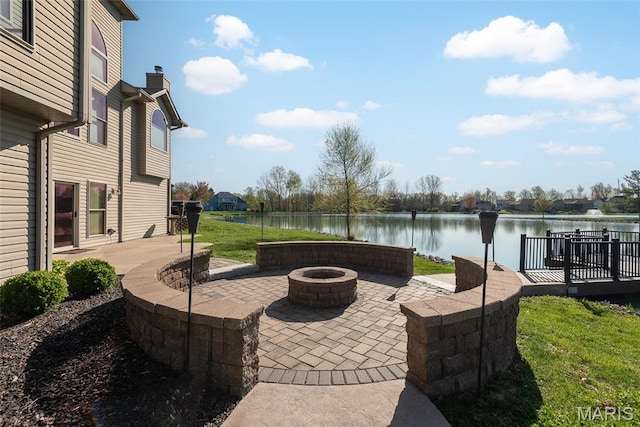 2017 Richview Dr, Saint Jacob, IL 62281 - view of patio with a fire pit and a water view