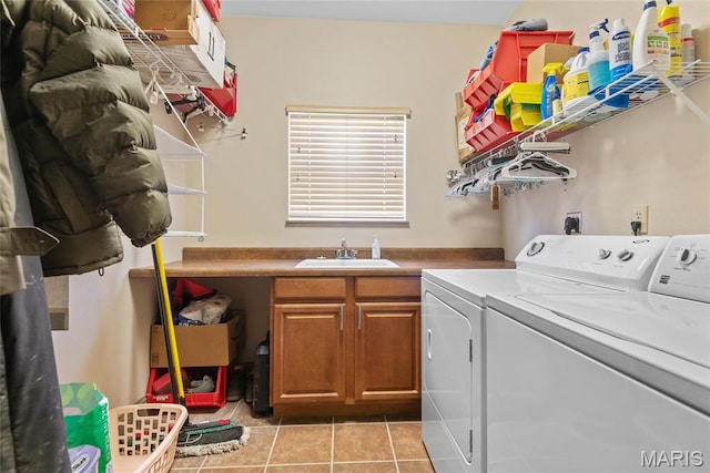 2017 Richview Dr, Saint Jacob, IL 62281 - laundry area with a sink, separate washer and dryer, and light tile patterned flooring