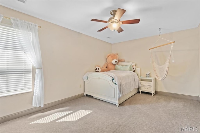 2017 Richview Dr, Saint Jacob, IL 62281 - bedroom featuring light carpet, a ceiling fan, and multiple windows