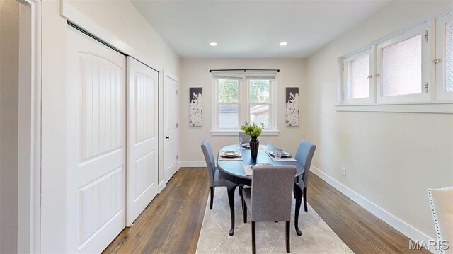 5714 Rhodes Ave, Saint Louis, MO 63109 - dining space with wood finished floors, baseboards, and recessed lighting