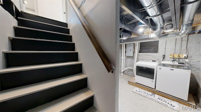 5714 Rhodes Ave, Saint Louis, MO 63109 - clothes washing area with independent washer and dryer and electric panel