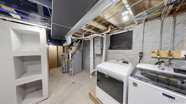 5714 Rhodes Ave, Saint Louis, MO 63109 - unfinished below grade area with water heater, washing machine and dryer, heating unit, and electric panel