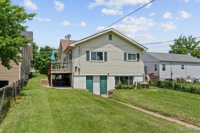 7026 Winona Ave, Saint Louis, MO 63109 - rear view of house with a wooden deck and stairway