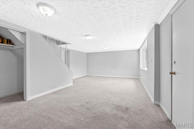 7026 Winona Ave, Saint Louis, MO 63109 - basement with carpet floors and stairs