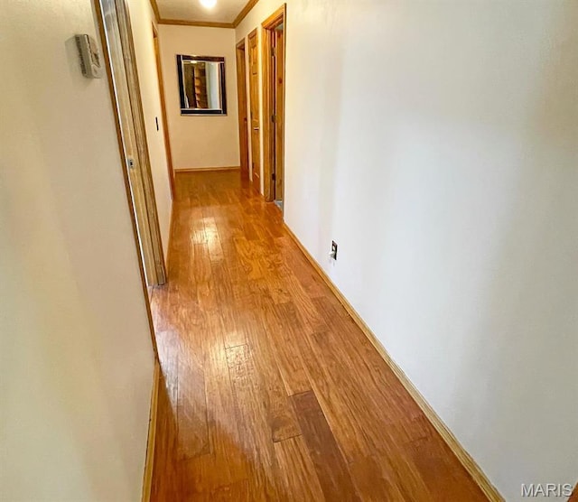 39988 Billy Blvd, Campbell, MO 63933 - hallway with hardwood / wood-style floors, crown molding, and baseboards