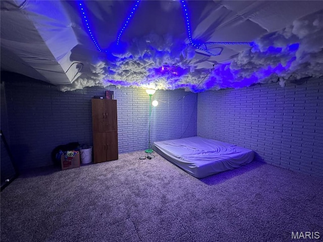 300 W 5th, New London, MO 63459 - carpeted bedroom with brick wall