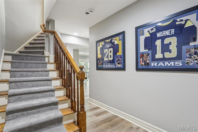 1002 Chesterfield Forest Dr, Wildwood, MO 63005 - staircase with wood finished floors, baseboards, and recessed lighting