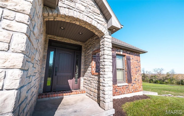 1100 Landon Rd, Bourbon, MO 65441 - property entrance with brick siding and stone siding