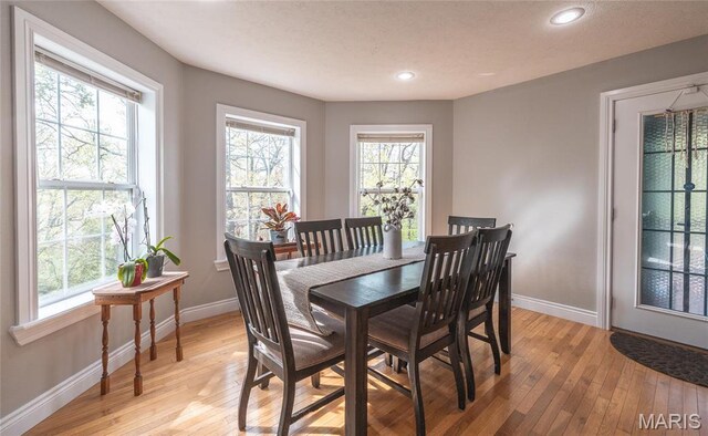 21438 Lancaster Ln, Waynesville, MO 65583 - dining room with baseboards, plenty of natural light, light wood-style floors, and recessed lighting