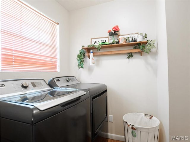 121 Ripley 142e-18, Doniphan, MO 63935 - clothes washing area with independent washer and dryer and wood finished floors