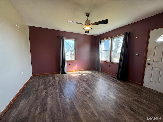716 Kimball St, Baring, MO 63537 - spare room featuring ceiling fan, wood finished floors, and baseboards