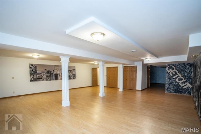 220 April Dr, Saint Robert, MO 65584 - finished basement featuring light wood-style flooring and baseboards
