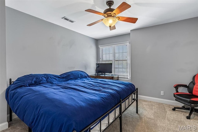 312 Oak Forest Dr, Jackson, MO 63755 - bedroom with baseboards, carpet, and a ceiling fan