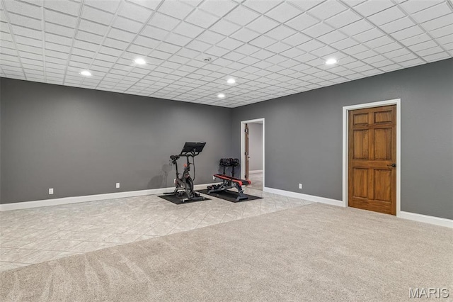 312 Oak Forest Dr, Jackson, MO 63755 - workout room featuring recessed lighting, carpet flooring, and baseboards