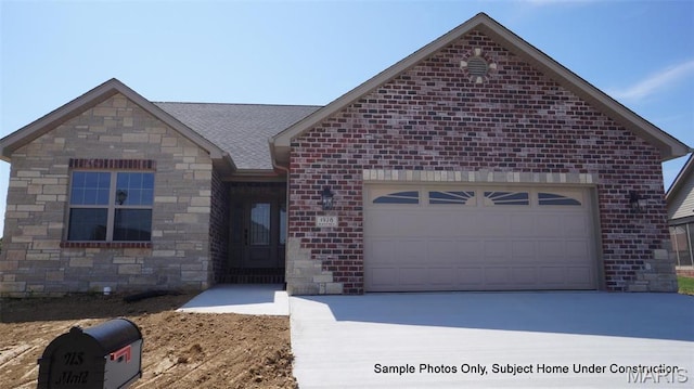 2028 Ravenel, Swansea, IL 62226 - view of front of home featuring driveway, a garage, brick siding, and a shingled roof