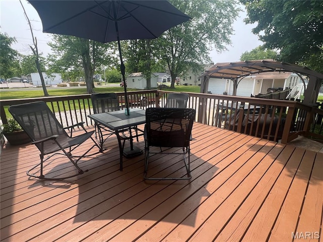 311 S Hibbard St, Staunton, IL 62088 - wooden deck featuring outdoor dining area