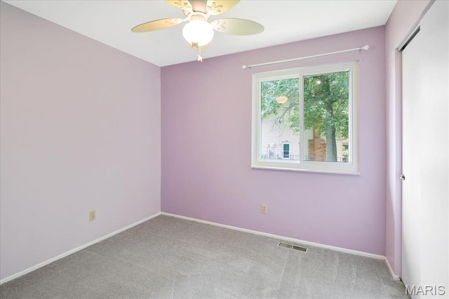 1115 Pinrun Dr, Ballwin, MO 63011 - spare room with carpet flooring, ceiling fan, and baseboards