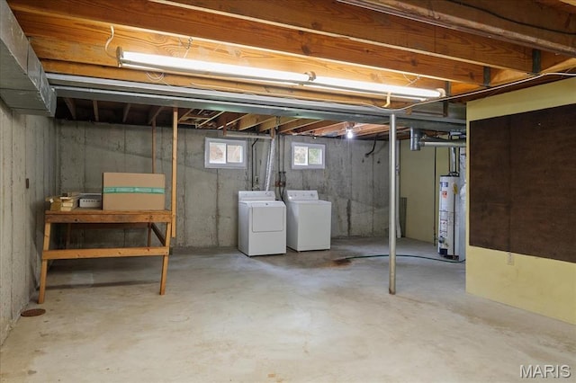 1115 Pinrun Dr, Ballwin, MO 63011 - basement with water heater and independent washer and dryer