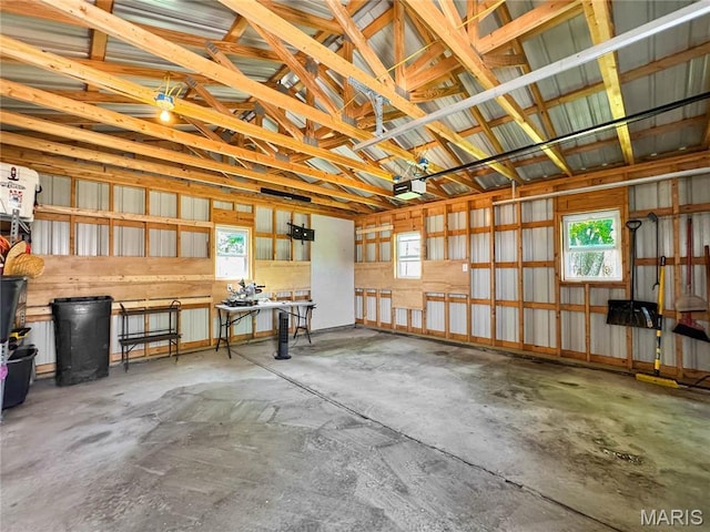 garage with a garage door opener