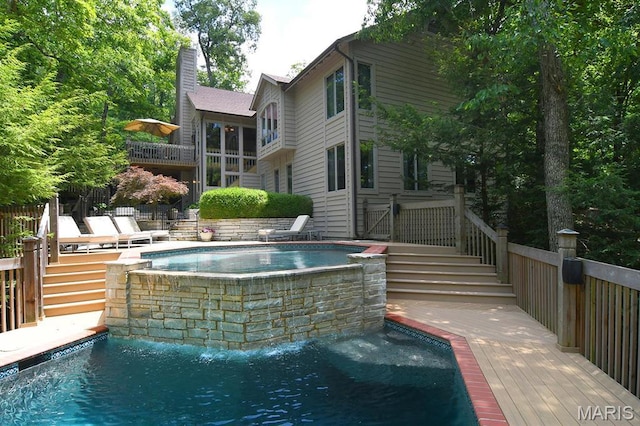 1406 W Adams, Kirkwood, MO 63122 - view of pool with a deck and a pool with connected hot tub