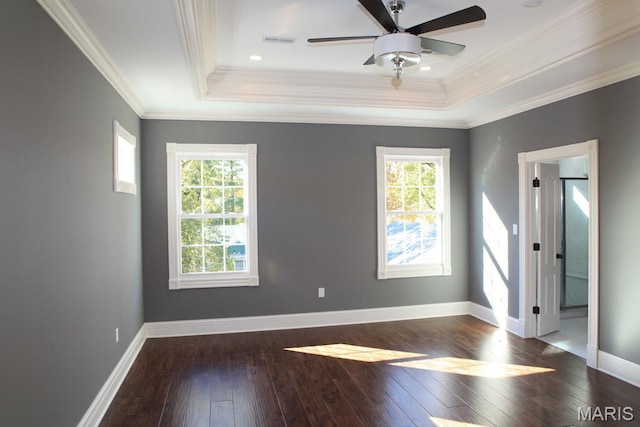 420 W Rose Hill, Saint Louis, MO 63122 - empty room featuring a tray ceiling, healthy amount of natural light, wood-type flooring, and ornamental molding