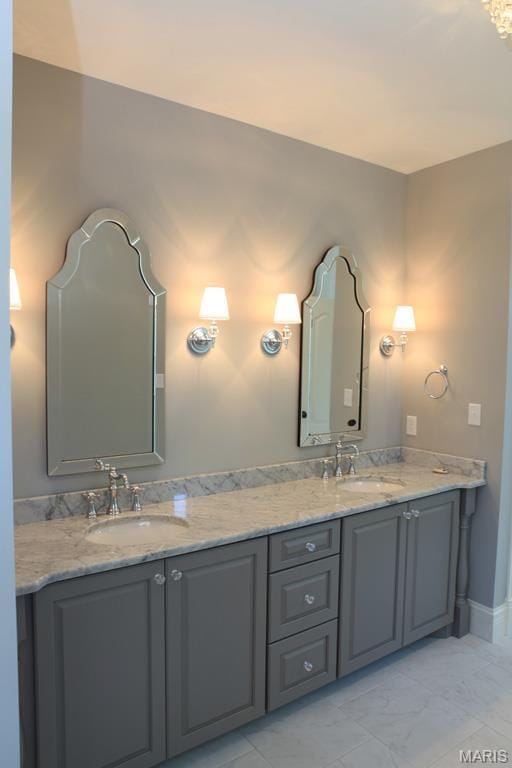 420 W Rose Hill, Saint Louis, MO 63122 - bathroom with double vanity and marble finish floors