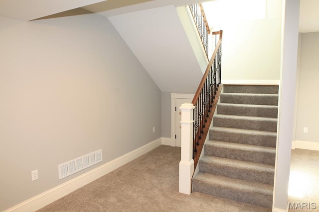 420 W Rose Hill, Saint Louis, MO 63122 - stairway with carpet and vaulted ceiling