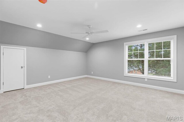 9870 E Concord Rd, Saint Louis, MO 63128 - bonus room with carpet floors, baseboards, vaulted ceiling, a ceiling fan, and recessed lighting