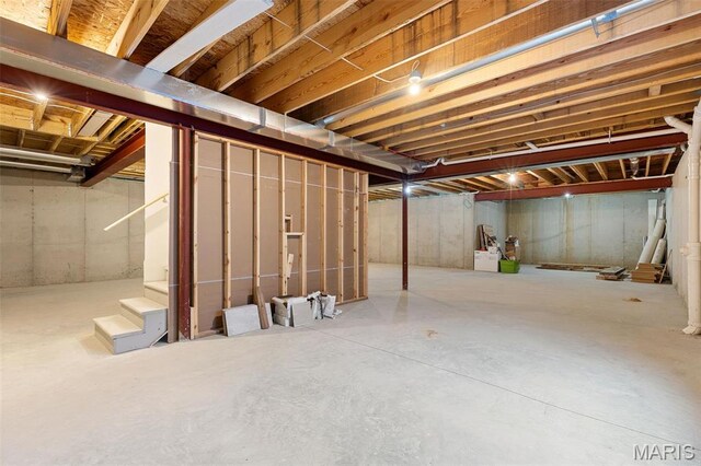 9870 E Concord Rd, Saint Louis, MO 63128 - unfinished below grade area featuring stairway