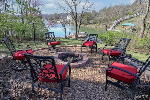 1207 Napoleon Dr, Bonne Terre, MO 63628 - view of yard featuring a fire pit and a water view