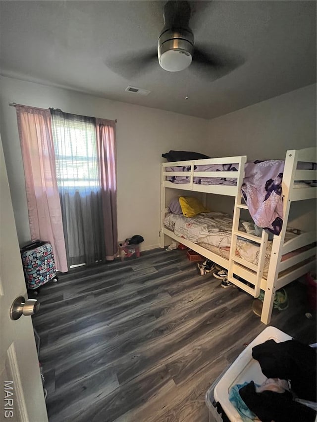 102 W Adams Dr, Cahokia, IL 62206 - bedroom with wood finished floors and ceiling fan