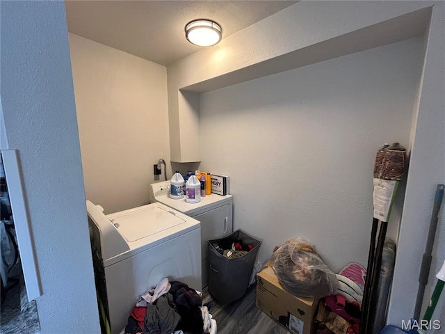 102 W Adams Dr, Cahokia, IL 62206 - washroom featuring separate washer and dryer and wood finished floors
