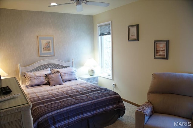 64 W Windjammer Ct Unit 2D, Lake Ozark, MO 65049 - carpeted bedroom featuring baseboards and ceiling fan