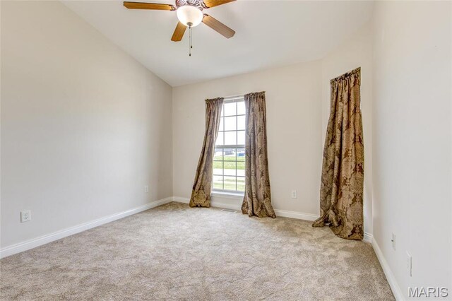 190 Bay Meadow Cir, Moro, IL 62067 - spare room featuring carpet, a ceiling fan, and baseboards