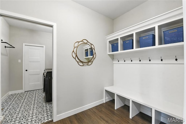 2202 Dartmouth Gate Cir, Wildwood, MO 63011 - mudroom with baseboards, wood finished floors, and washer / dryer