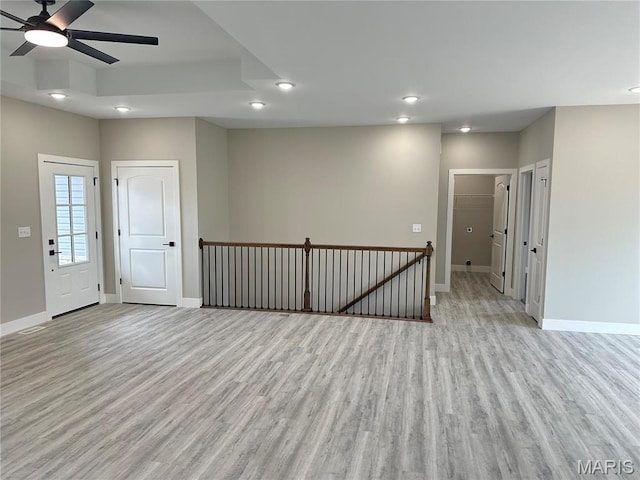 208 Pacific Ave, Union, MO 63084 - empty room featuring light wood-style floors, recessed lighting, baseboards, and ceiling fan