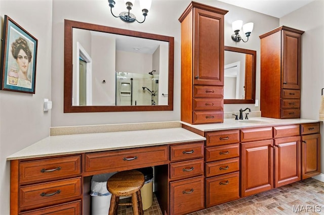9906 Sappington Rd, Saint Louis, MO 63128 - bathroom with a shower with door and vanity