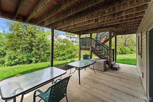 9906 Sappington Rd, Saint Louis, MO 63128 - view of patio / terrace with stairway and outdoor dining area