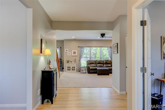1024 Brook Mont Dr, Ofallon, MO 63366 - corridor featuring light wood finished floors, baseboards, and recessed lighting